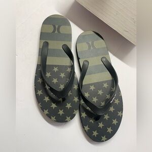 Hurley Black and Gray Star Flip Flops in new condition g6b